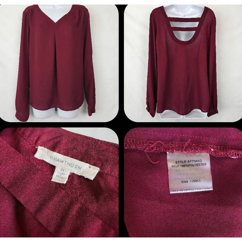 Hawthorn Burgundy Open Back Blouse Women's Medium